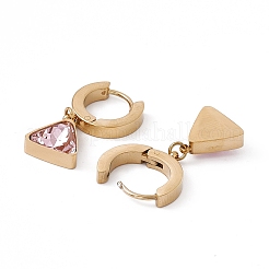 Boucles d'oreilles créoles pendantes triangle zircone cubique&nbsp;EJEW-L282-07G