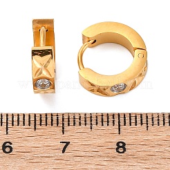 Pendientes de aro de acero inoxidable 304 con efecto pulido de circonitas cúbicas.&nbsp;EJEW-M001-25G