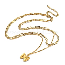 Collane con ciondolo a fiocco in acciaio inossidabile 304&nbsp;NJEW-L182-001G-06