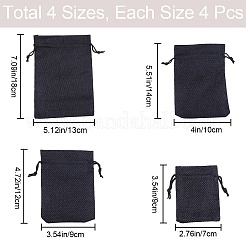 16 Stück 4 Stile Polyester-Imitat Sackleinen Verpackungsbeutel Kordelzugbeutel&nbsp;ABAG-BBC0001-01A