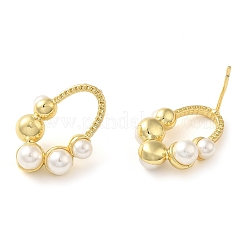 Orecchino a bottone con micro pavé di zirconi cubici in ottone placcato cremagliera&nbsp;EJEW-C079-05G
