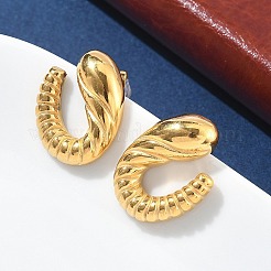 Orecchini a forma di croissant a spirale in acciaio inossidabile 304 per donna&nbsp;EJEW-Z095-01G