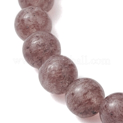 6 mm runde Stretch-Armbänder aus natürlichem Erdbeerquarz mit Perlen für Frauen und Männer&nbsp;BJEW-JB10455