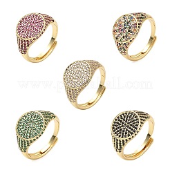 Anillos de puño de circonita cúbica micro pavé de latón para mujer&nbsp;RJEW-A069-13G