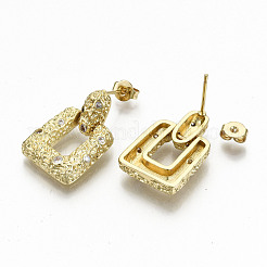 Latón micro pavé de circonio cúbico transparente cuelga aretes&nbsp;EJEW-S208-123-NF
