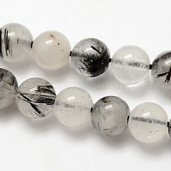 Pietra preziosa naturale perle tonde quarzo rutilato nero fili&nbsp;G-E251-30-4mm