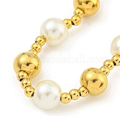 Collane con perle rotonde in acciaio inossidabile 304 e acciaio inossidabile 201 e plastica per le donne&nbsp;NJEW-G144-01B-G