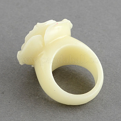 Rose Blume synthetische Korallen Ringe&nbsp;RJEW-S019-M