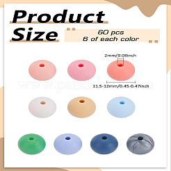 60 perline rotonde in silicone ecologico per uso alimentare in 10 colori&nbsp;SIL-LP0001-10