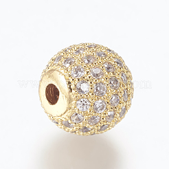 Perles de zircone cubique micro pave en Laiton&nbsp;ZIRC-E134-10mm-04G