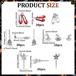 Tema strega di Halloween 80 pz 4 stili ciondoli in lega di zinco in stile tibetano&nbsp;TIBEP-PH0001-87