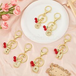 Porte-clés pendentif lettre en laiton micro pavé de zircons cubiques transparents&nbsp;KEYC-SW00015-C