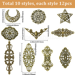 120 Stück 10 Stile Filigrane Eisenverbinder&nbsp;FIND-SC0017-13
