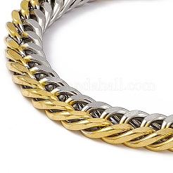Bracciale a catena in acciaio inossidabile 201 con placcatura sotto vuoto in PVD bicolore con fermagli in acciaio inossidabile 304 per uomo e donna&nbsp;BJEW-M235-02B-GP