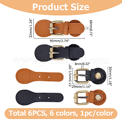 6 Stück 6 Farben Rindsledertasche zum Aufnähen mit Druckknopfverschluss&nbsp;FIND-FI0001-19
