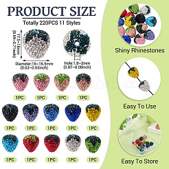 14 Stück 14 Farben handgefertigtes Polymer mit Strass-Tonperlen&nbsp;CLAY-BT0001-09