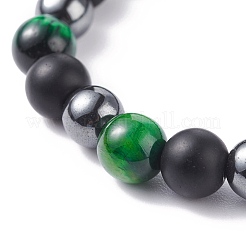 Set di bracciali elastici con perline di pietra rotonde&nbsp;BJEW-JB07259