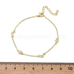 Armbänder aus Messing mit Mikropavé-Fassung aus klaren Zirkonia in Mond- und Sternform&nbsp;KK-CBA6980-28G