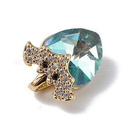 Colgantes de circonio cúbico transparente micro pavé de latón chapado en oro real de 18k&nbsp;KK-C015-10G-01