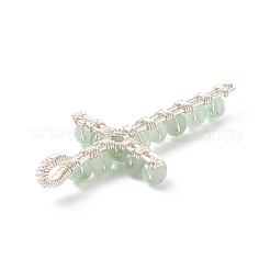 Pendentifs perles rondes à facettes en aventurine verte naturelle&nbsp;PALLOY-TA00002-01