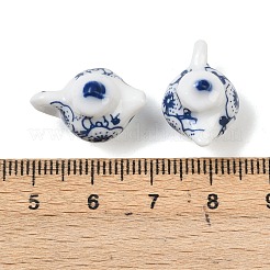 Blaue Porzellananhänger mit Blumenmuster&nbsp;PORC-Z007-06B