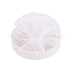 Ganci per orecchini in ottone nichelato argento da 19 mm in un'unica scatola per creazione di gioielli&nbsp;KK-PH0015-01S-NF