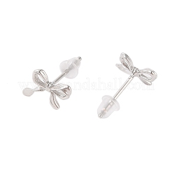 Boucles d'oreilles en laiton avec nœud papillon pour femme&nbsp;EJEW-P288-01P