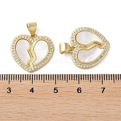 Pendentifs avec zircon cubiques à micro-pavés en laiton&nbsp;KK-D057-12G