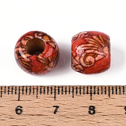 Cuentas de madera natural impresas&nbsp;WOOD-N018-07A