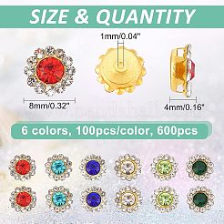 600 Stück 6 Farben Strass aufnähen&nbsp;RGLA-FH0001-02