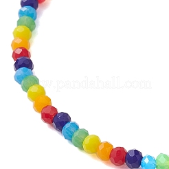 Braccialetti elasticizzati da donna con perline di vetro rondelle sfaccettate color arcobaleno&nbsp;BJEW-JB10547