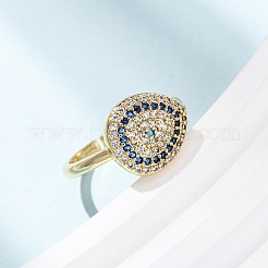 Bagues ouvertes en laiton avec micro pavé de zircones cubiques pour femmes&nbsp;RJEW-K264-09D-G