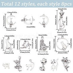 96 pièces 12 styles pendentifs chaton en alliage de style tibétain&nbsp;FIND-SC0007-17