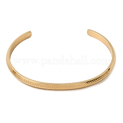 Brazaletes abiertos texturizados de acero inoxidable 304 para mujer&nbsp;SA-CBAC920-11G