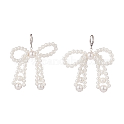 Shell Pearl Braid große Bowknot baumelnde Brisur-Ohrringe&nbsp;EJEW-TA00121