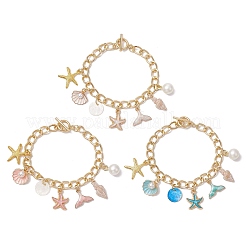 3 pulsera de cadena trenzada de aluminio con temática oceánica en 3 colores para mujer&nbsp;BJEW-JB11650