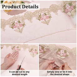 5 Yard Polyester-Stickerei-Spitzenbesatz aus hohlem Blumennetz&nbsp;SRIB-FG0001-22