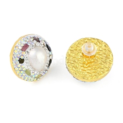 Placcatura a cremagliera piatta rotonda in ottone con tormalina naturale e strass&nbsp;EJEW-U010-02C-G