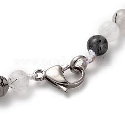 Natürlicher Turmalin-Quarz mit abgestuften Perlenketten & Stretch-Armbändern Schmucksets&nbsp;SJEW-H304-01D