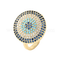 Bagues ouvertes en laiton avec micro pavé de zircones cubiques pour femmes&nbsp;RJEW-K264-09C-G