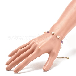 Pulsera de perlas y amatistas naturales&nbsp;BJEW-JB08293-03