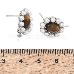 Ohrsteckerrohlinge aus Messing und ABS-Kunststoff mit Imitationsperlen&nbsp;KK-C172-14A-P