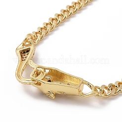 Collana con ciondolo leopardo in zirconi cubici con catene barbazzale in ottone da donna&nbsp;NJEW-G096-01G-05
