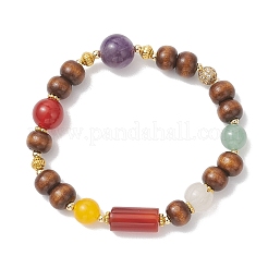 Pulseras elásticas de la suerte con cuentas de amatista natural&nbsp;BJEW-JB13291