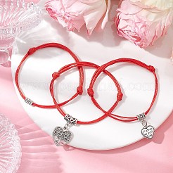 3 pz 3 stili regolabili braccialetti in cordino di poliestere cerato coreano per le donne&nbsp;BJEW-JB11163