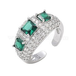 Bagues ouvertes en laiton avec micro pavé de zircones cubiques pour femmes&nbsp;RJEW-L343-13P-04