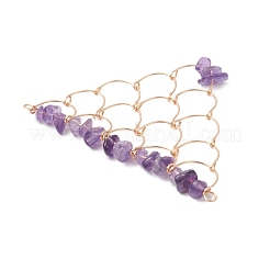 Natürlicher Amethyst Chip Kupferdraht umwickelt Verbinder Charms&nbsp;PALLOY-JF03030-06