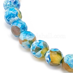 Bracelet extensible en agate craquelée de feu naturelle et pierre de lave&nbsp;BJEW-JB08362-05