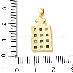 Pendenti in ottone con pavé di zirconi cubici verdi&nbsp;KK-C264-14A-G