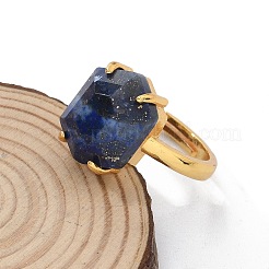 Sechseck-Fingerringe aus natürlichem Lapislazuli&nbsp;RJEW-B113-02G-01
